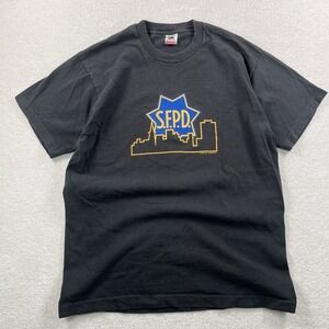 Vintage SF Police Dept SFPD Tshirt Men's Large Black Faded Single Stitch USA 80s